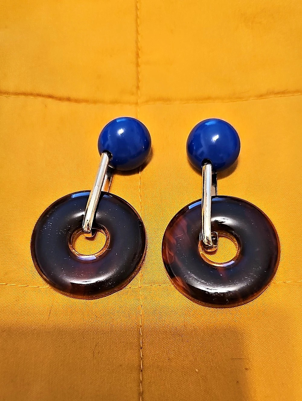 Blue & Brown Drop Earrings